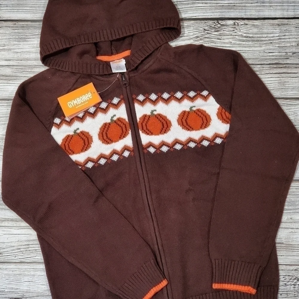 Fall Harvest Pumpkin Zip Up Sweater NWT